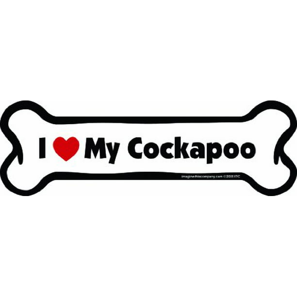 I Love My Cockapoo 2-Inch by 7-Inch Imagine This Bone Car Magnet 